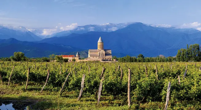 Georgia wine and food culture - birthplace of wine with 8000-year tradition, qvevri winemaking, and authentic Georgian supra feasting culture